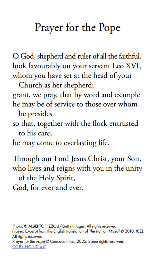 Pope Leo XIV Prayer Card, Page 2